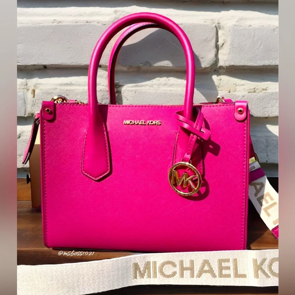 Michael Kors Maple Small Satchel in Deep Fuchsia NWT - Picture 2 of 13